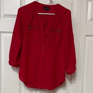 My Michelle Bold Red Blouse with Zipper Details